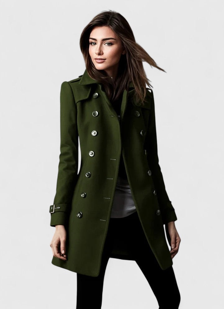 Evelyn | Double-Breasted Wool Military Trench Coat