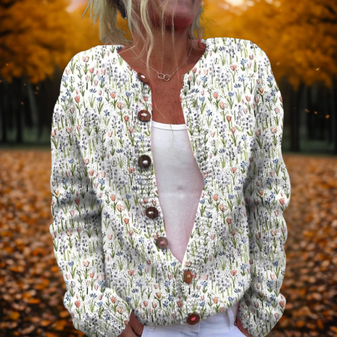 Michelle | Spring Art Open-Front Cosy Winter Cardigan