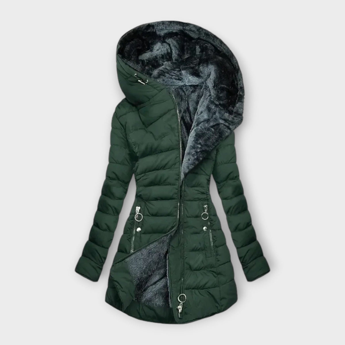 Isla | Quilted Puffer Jacket with Faux Fur Hood