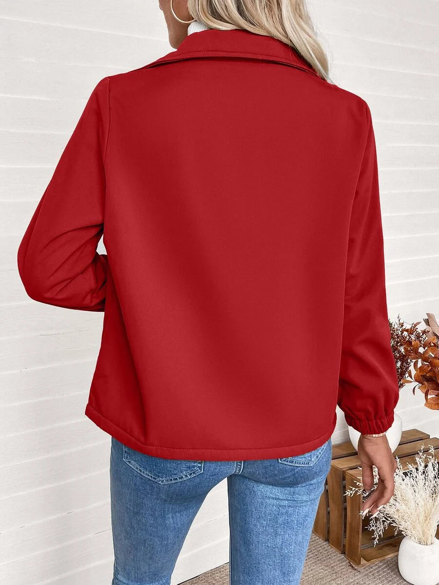 Erin | Fleece Lined Zip-Up Jacket with Elasticated Cuffs and Front Pockets
