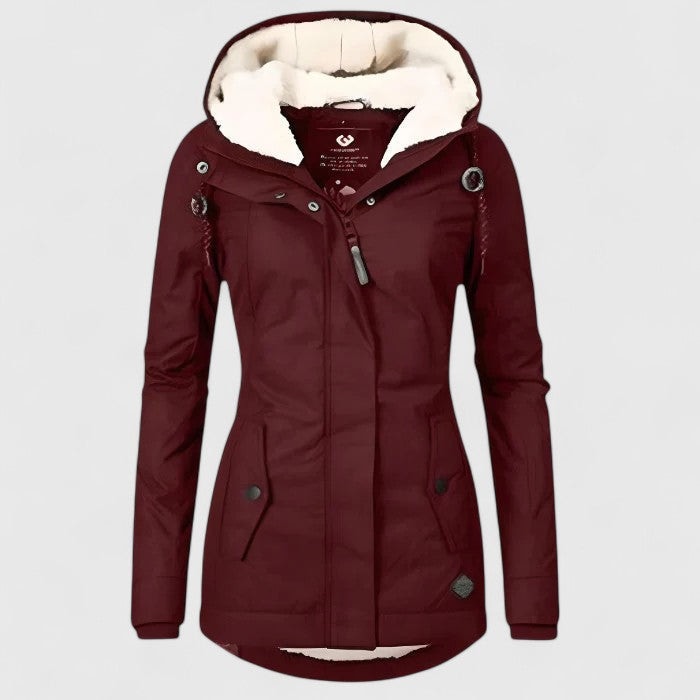 Briony | Fleece Hooded Waterproof Longline Rain Coat