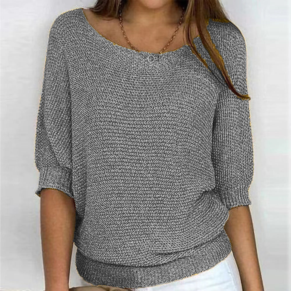 Sarah | Cosy Loose Knit Batwing Scoop Neck Autumn Jumper