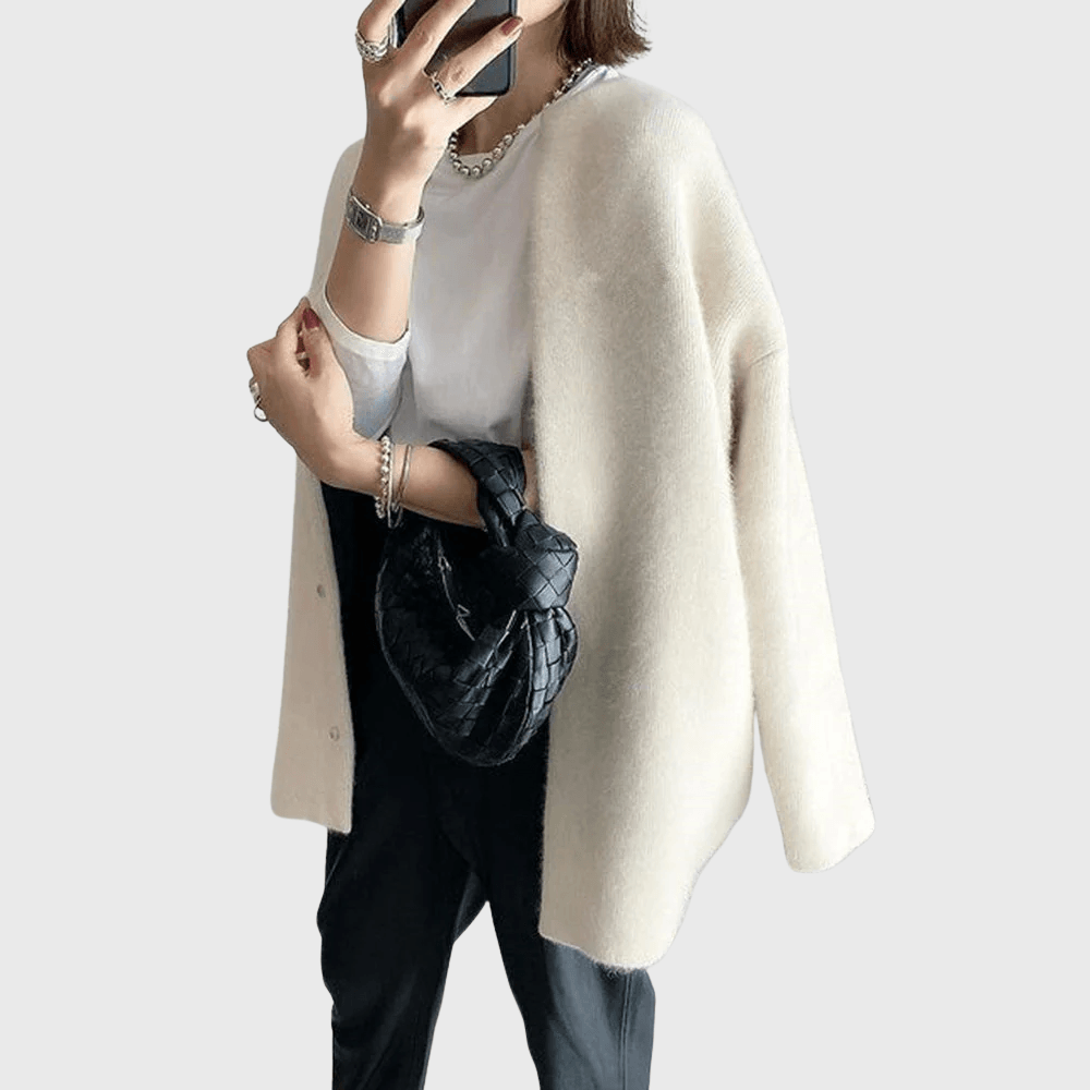 Averly | Longline Oversized Snap-Button Knit Cardigan