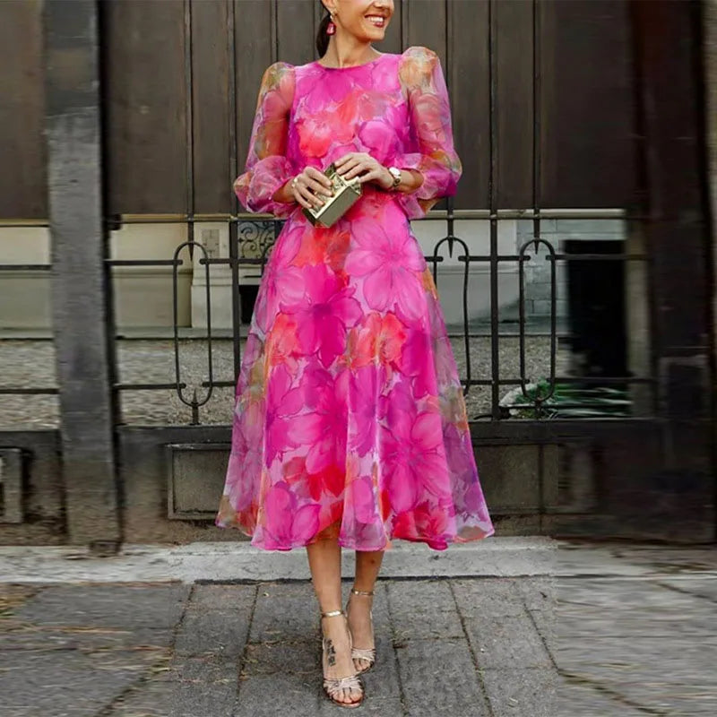 Matilda | Women's Formal Floral Midi Wedding Guest Dress