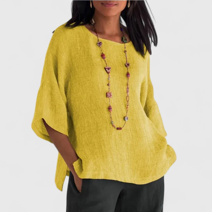 Mireille | Cotton-Linen O-Neck Blouse