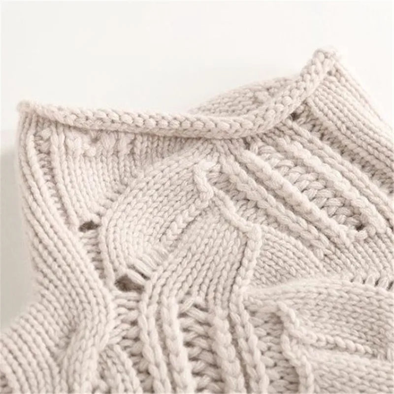 Liesel | Cable and Pointelle Roll Neck Jumper