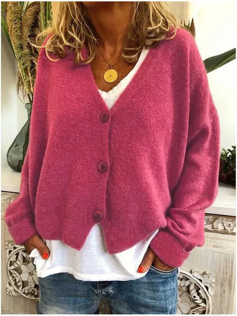 Clementina | Relaxed V-Neck Soft Knit Cardigan