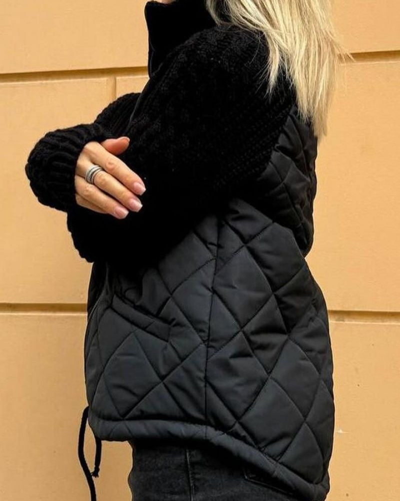 Carys | Winter Quilted Cable Knit Sleeves Puffer Jacket