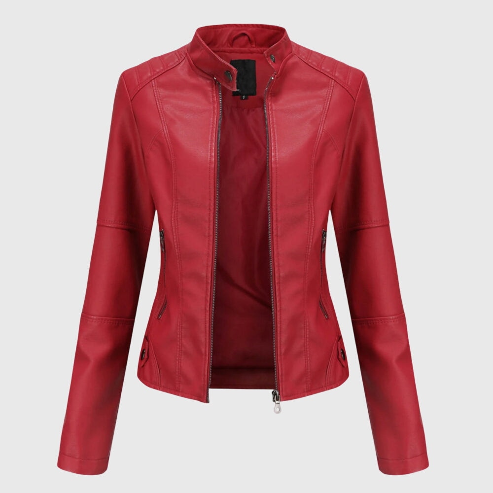 Serena | Elegant Fitted Leather Moto Jacket