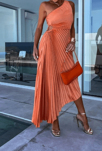 Willow | Women's One-Shoulder Pleated Maxi Wedding Guest Dress