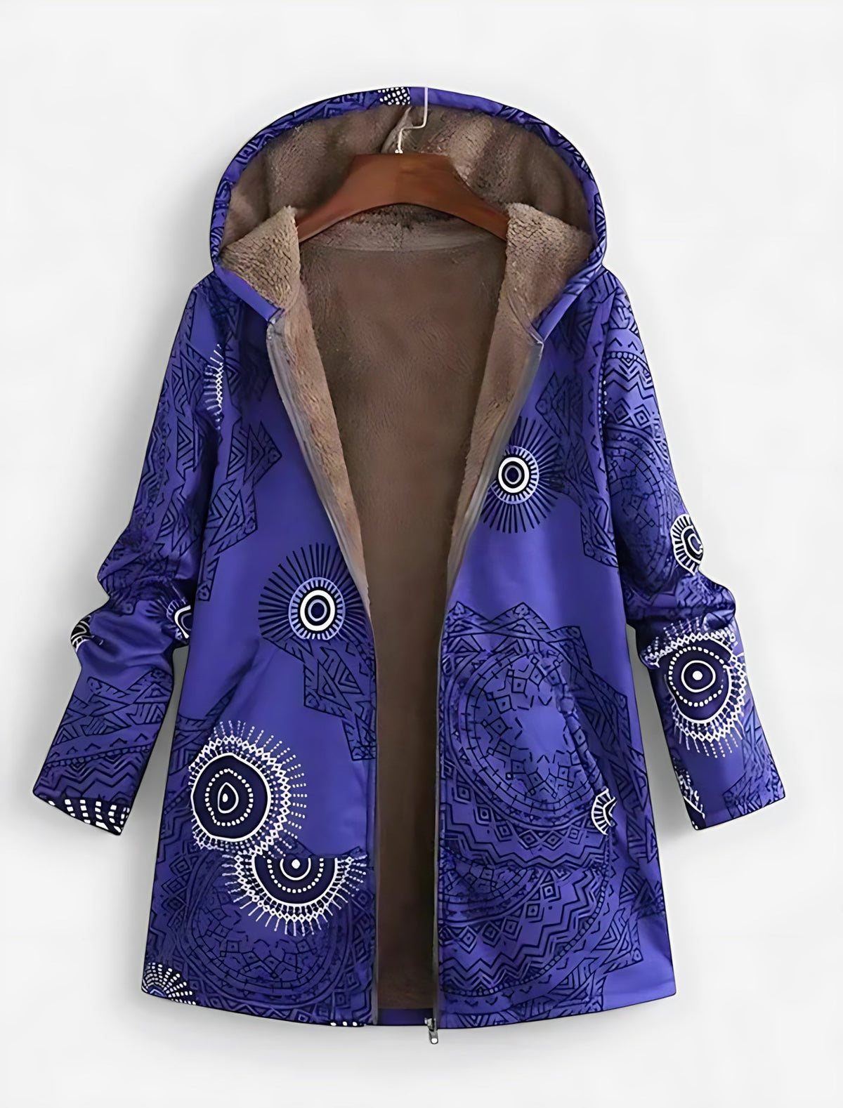 Lara | Boho Sherpa Lined Hooded Zip Winter Coat