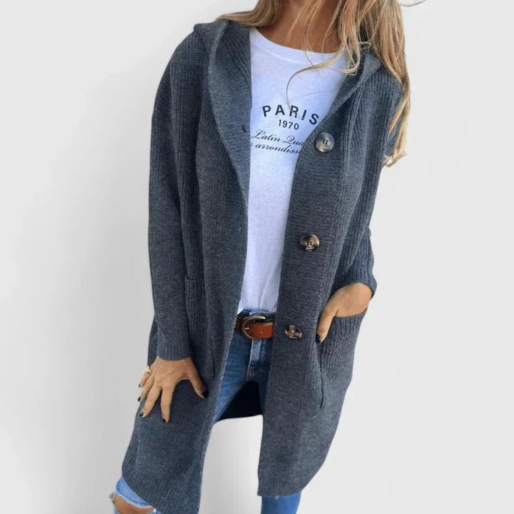Dia | Deep-Pocket Button-Front Winter Cardigan