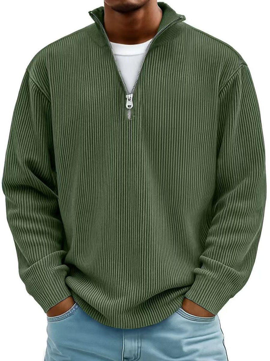 Inigo | Ribbed Knit Quarter Zip Mock Neck Jumper