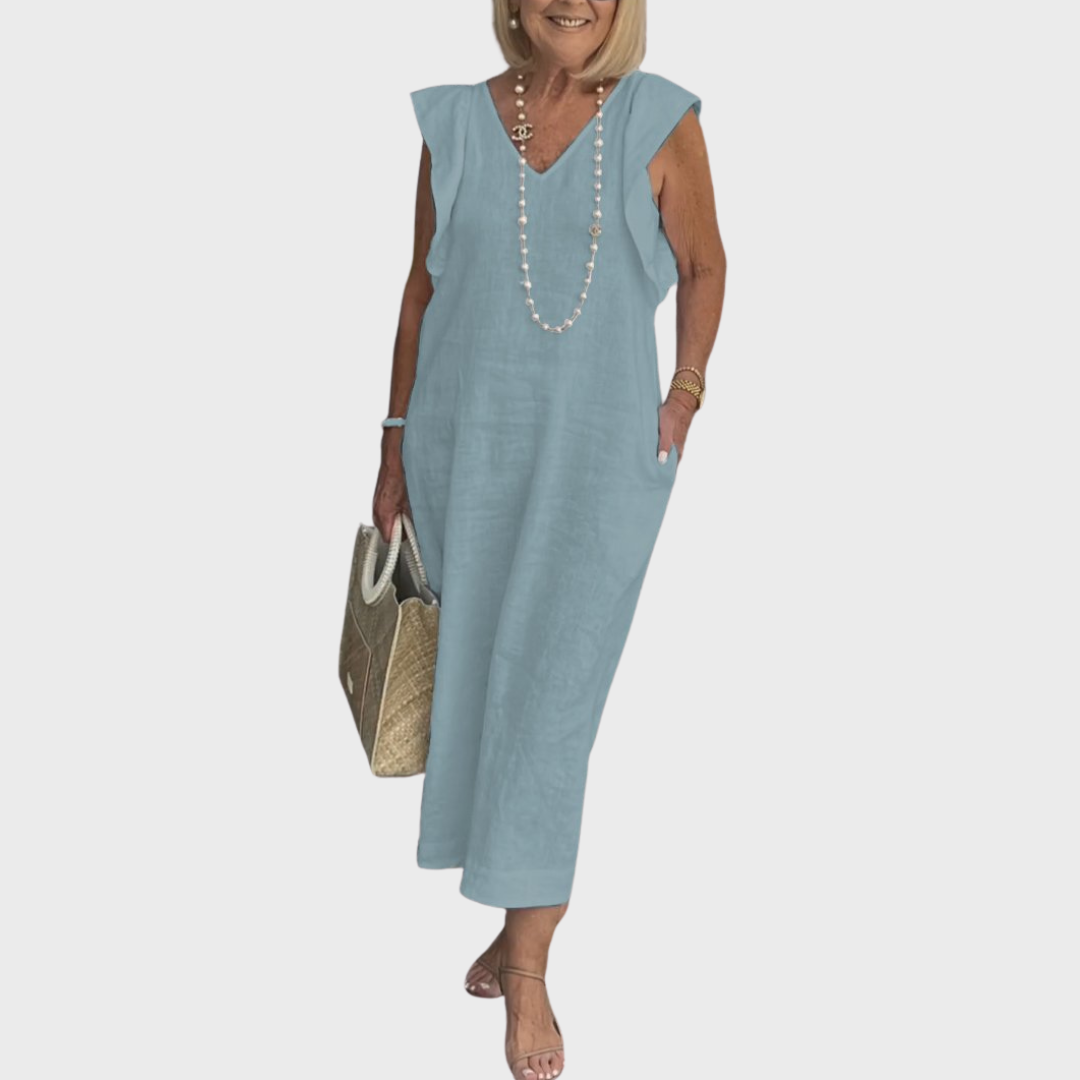 Rosalinda | V-Neck Sleeveless Pocket Maxi Dress