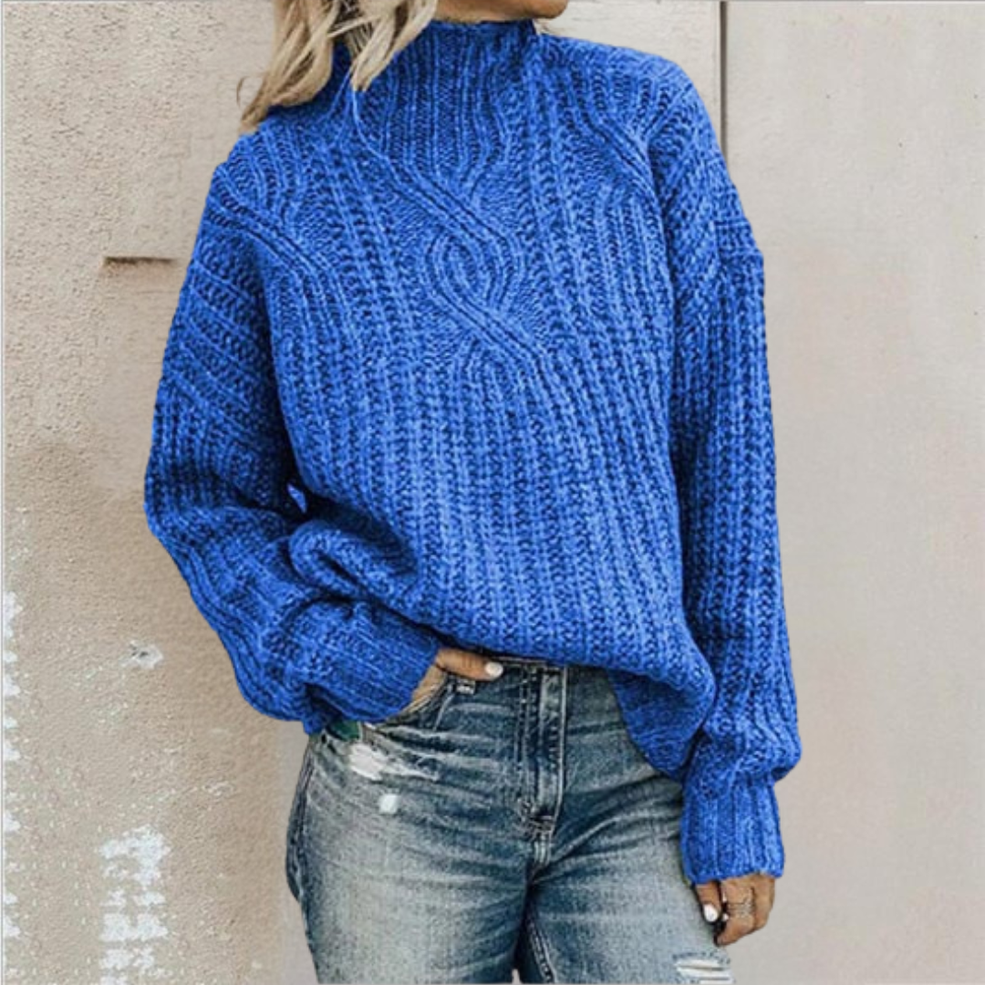 Sandra | Mock Neck Chunky Cable Knit Jumper