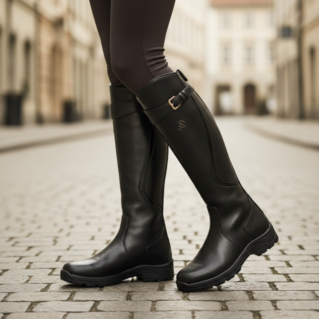 Gilly | Waterproof Knee High Boots with Adjustable Buckle Strap