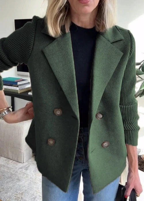 Marin | Double-Breasted Blazer Coat with Knit Sleeves