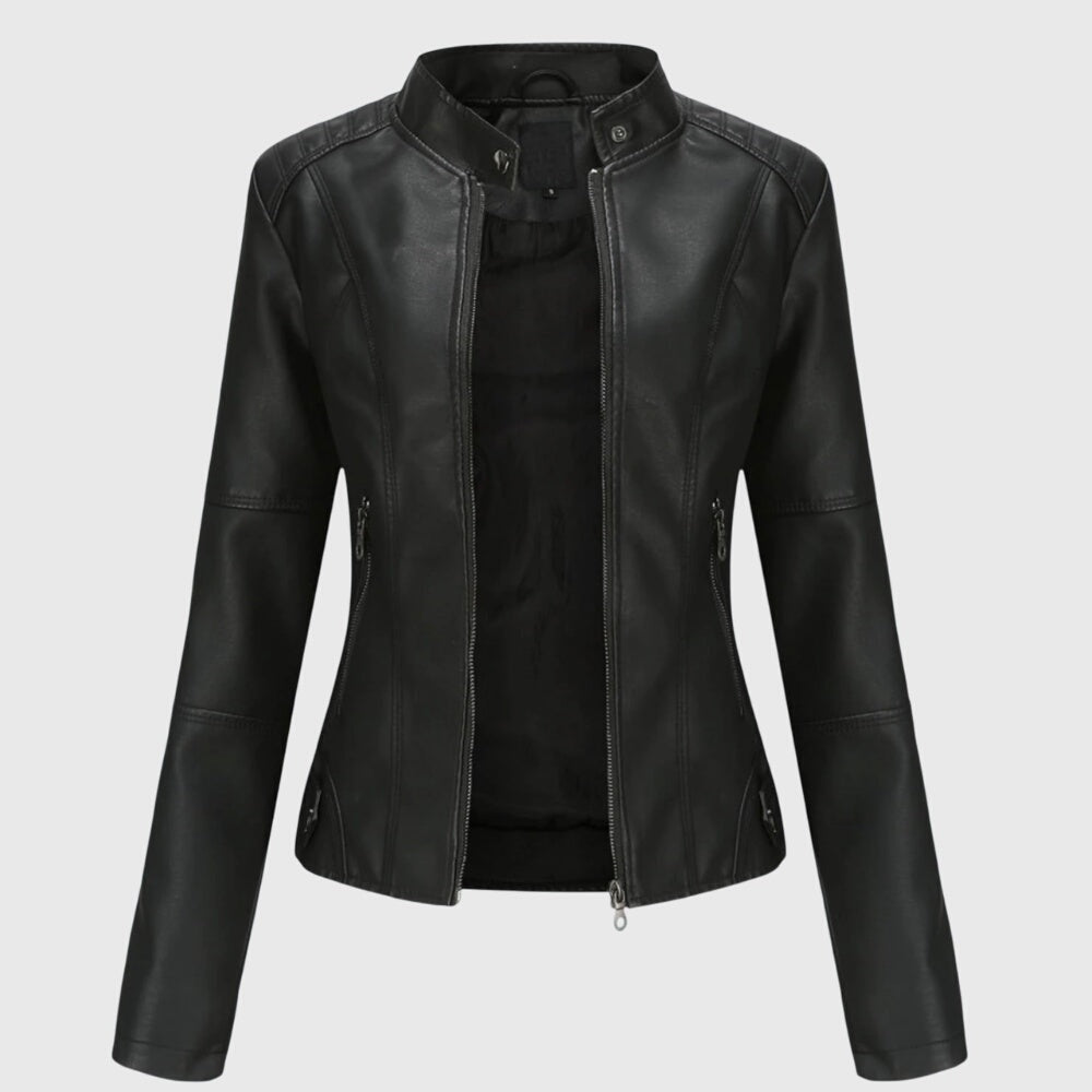 Serena | Elegant Fitted Leather Moto Jacket