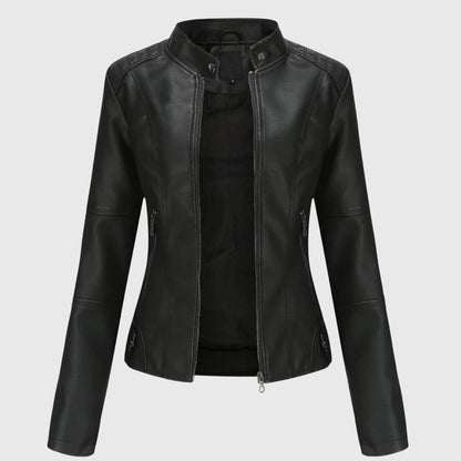 Serena | Elegant Fitted Leather Moto Jacket