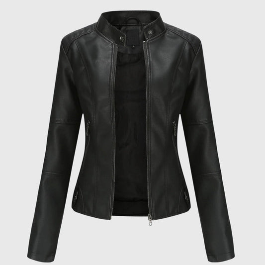 Serena | Elegant Fitted Leather Moto Jacket