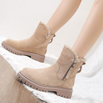 Sadie | Suede Fleece Lined Slip On Winter Ankle Boots