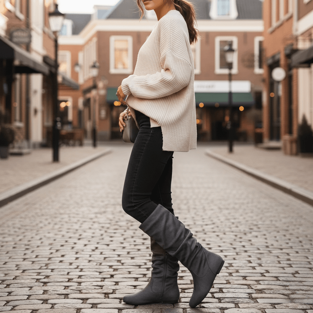 Valencia | Slouch Flat Pointed Mid-Calf Boots