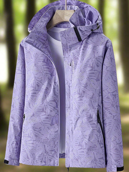 Bramley | Leaf Print Waterproof Hooded Lightweight Rain Jacket