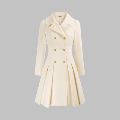 Marlow | Double-Breasted Fit and Flare Pleated Winter Coat