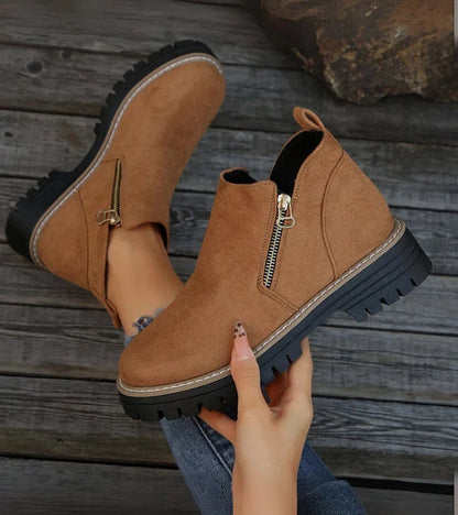 Aurelia | Platform Round Toe Side Zip Ankle Boots