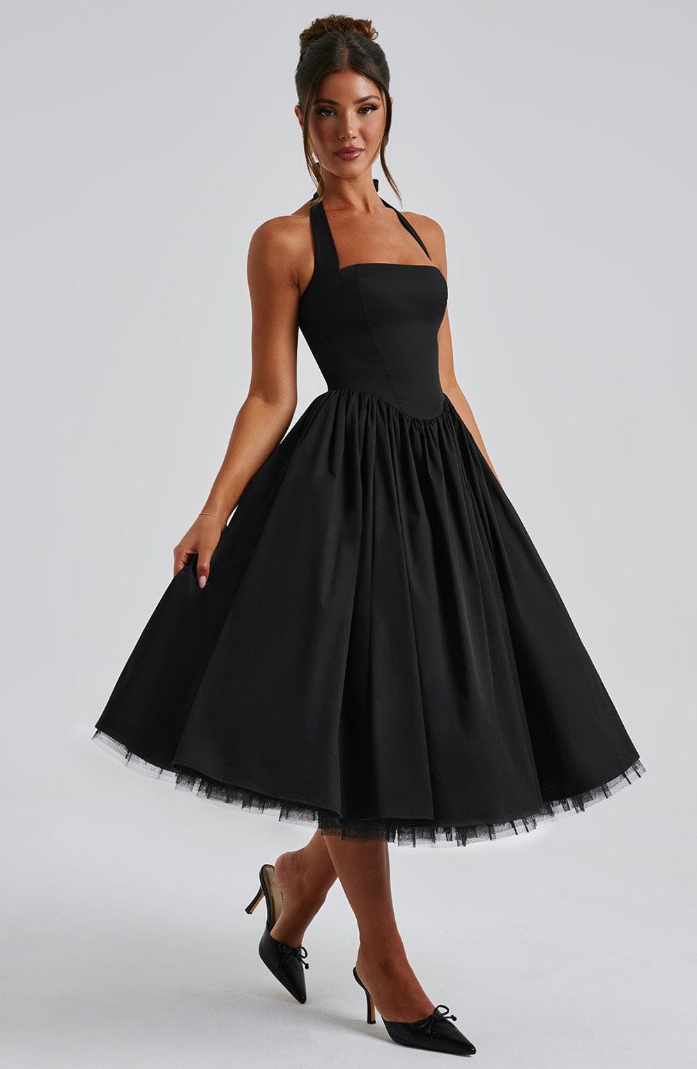 Cecilia | Women's Halter Midi Wedding Guest Dress