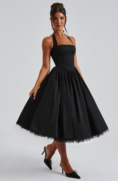Cecilia | Women's Halter Midi Wedding Guest Dress