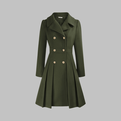 Marlow | Double-Breasted Fit and Flare Pleated Winter Coat