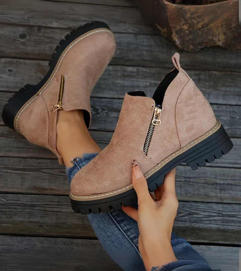 Aurelia | Platform Round Toe Side Zip Ankle Boots