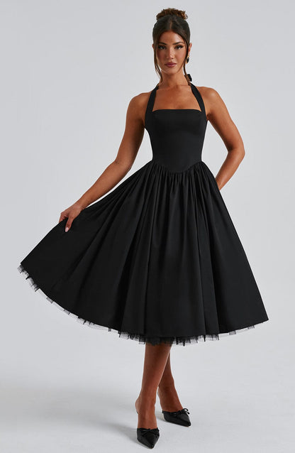 Cecilia | Women's Halter Midi Wedding Guest Dress