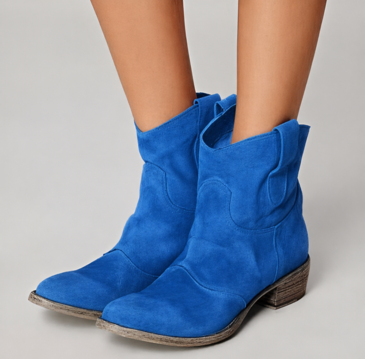 Daisy | Suede Western Cowboy Block Heel Ankle Boots