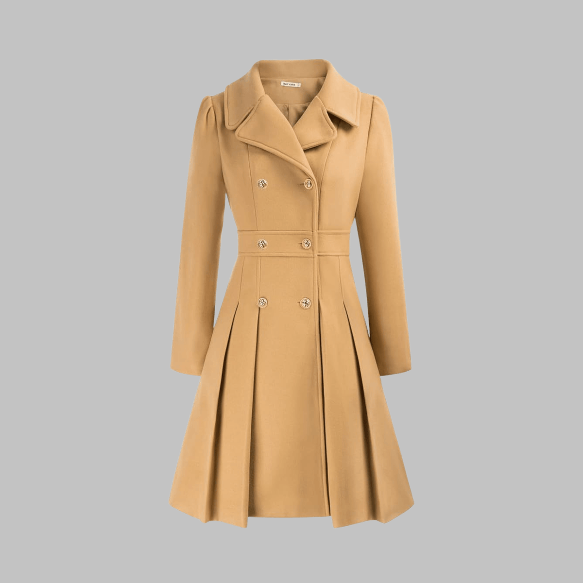 Marlow | Double-Breasted Fit and Flare Pleated Winter Coat
