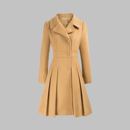Marlow | Double-Breasted Fit and Flare Pleated Winter Coat