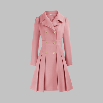Marlow | Double-Breasted Fit and Flare Pleated Winter Coat