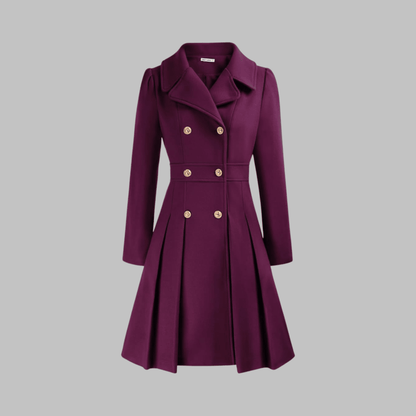 Marlow | Double-Breasted Fit and Flare Pleated Winter Coat
