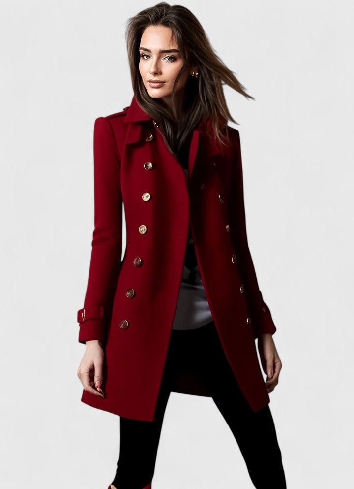 Evelyn | Double-Breasted Wool Military Trench Coat