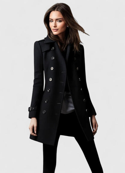 Evelyn | Double-Breasted Wool Military Trench Coat