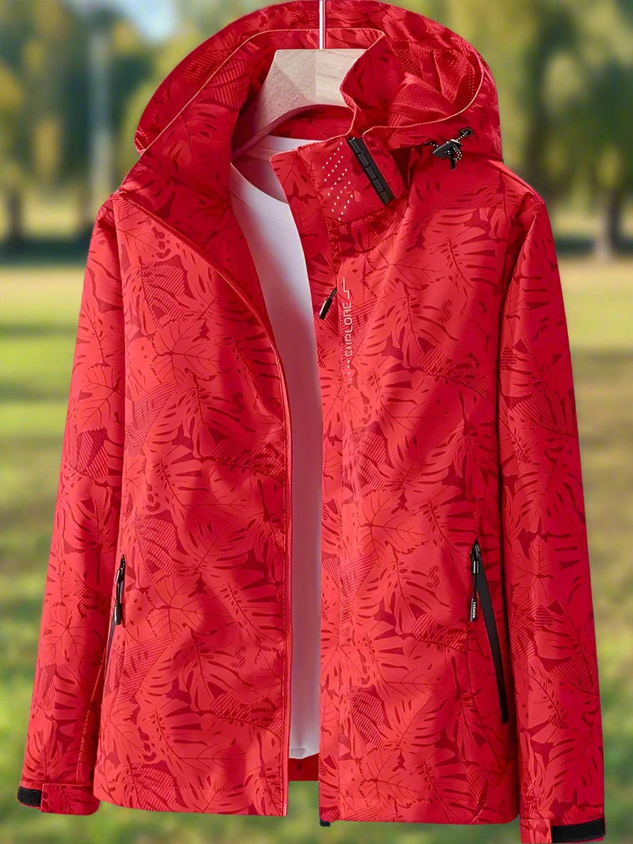 Bramley | Leaf Print Waterproof Hooded Lightweight Rain Jacket