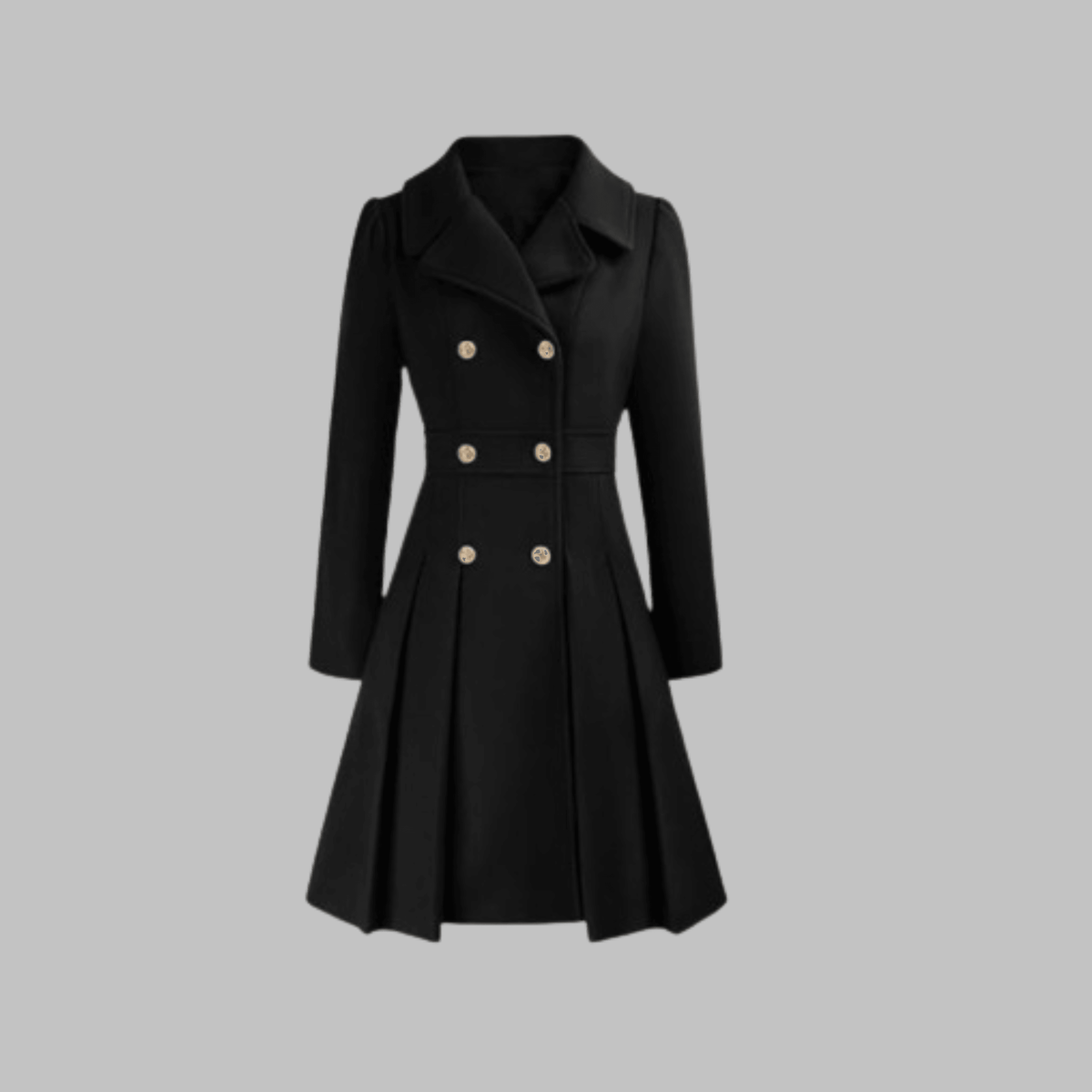 Marlow | Double-Breasted Fit and Flare Pleated Winter Coat