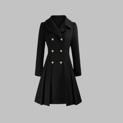 Marlow | Double-Breasted Fit and Flare Pleated Winter Coat
