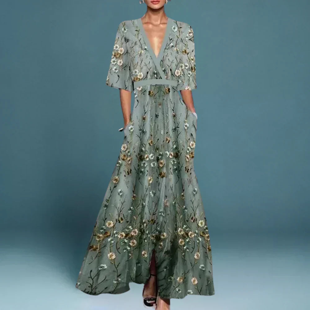 Margot | Floral Embroidered Maxi Dress