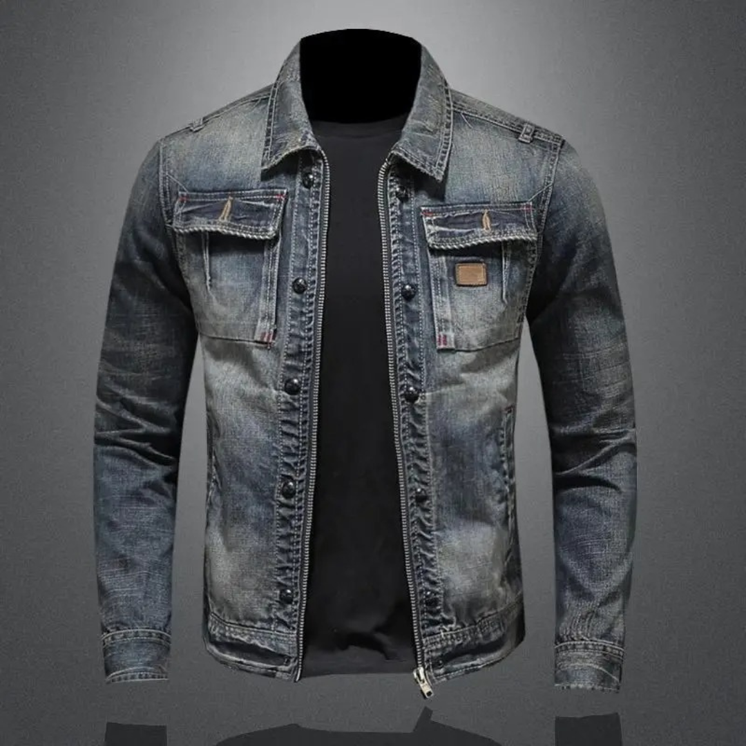 Euan | Classic Blue Denim Jacket with Chest Pockets