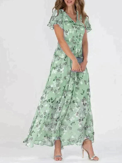 Scarlett | Floral V-Neck Tailored Fit Maxi Dress
