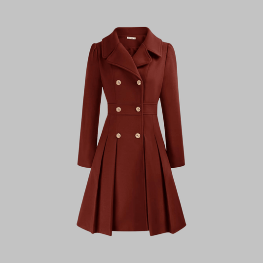Marlow | Double-Breasted Fit and Flare Pleated Winter Coat