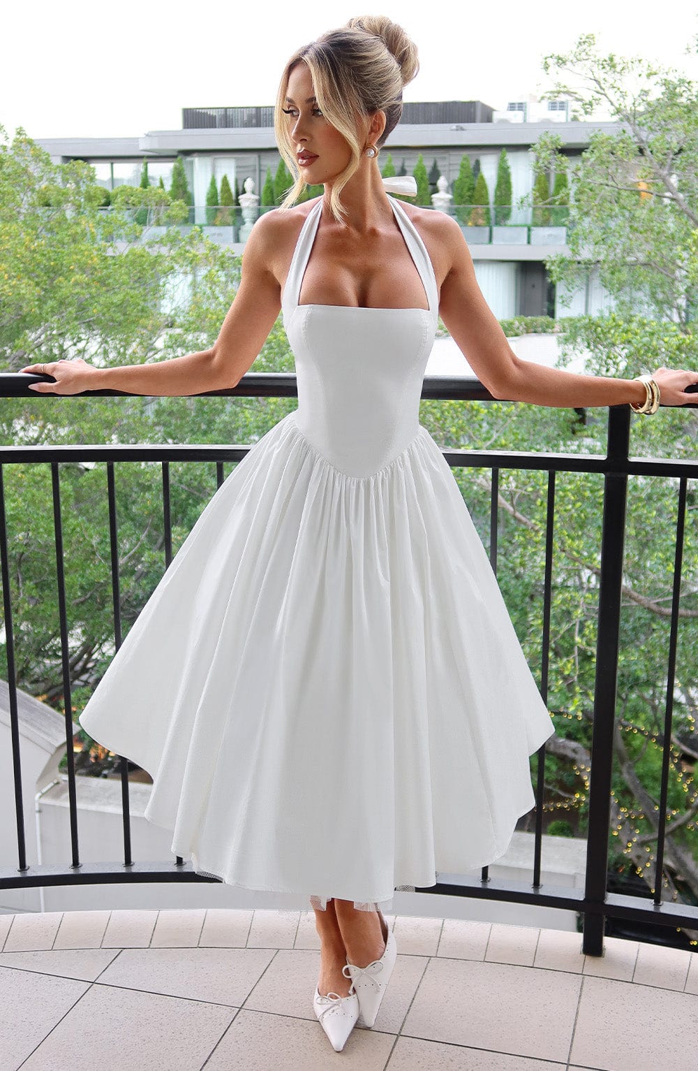 Cecilia | Women's Halter Midi Wedding Guest Dress