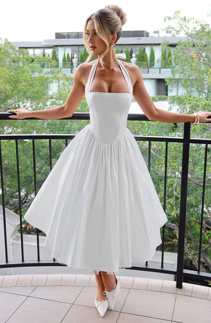 Cecilia | Women's Halter Midi Wedding Guest Dress